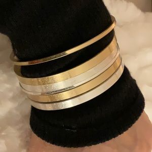 Silver and gold bangles or stacking bracelets